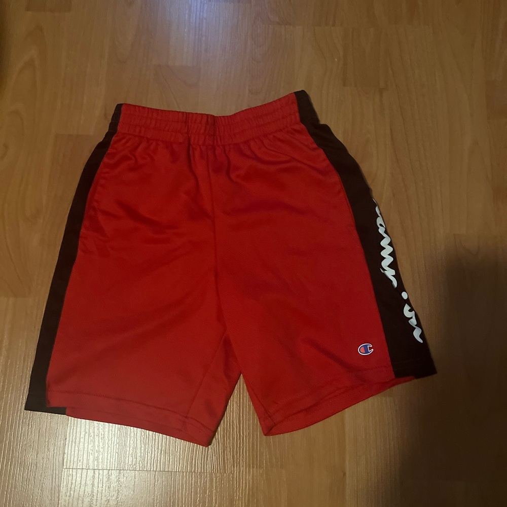 Boys red and black Champion shorts size 10/12